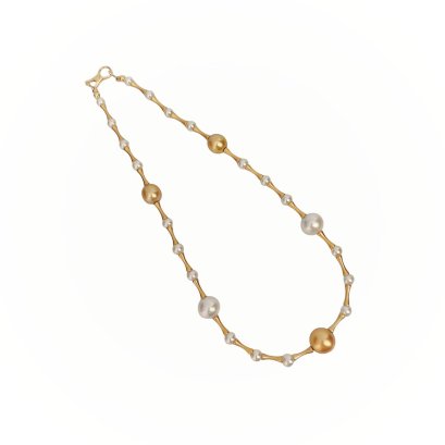 Approx. 5.0 mm and 9.0 - 12.0 mm, Akoya Pearl, "Dynasty Nefertiti" Collection Station Alternating Sizes Pearl Necklace