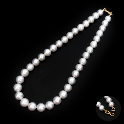 10.95 - 12.08 mm, White South Sea Pearl, Graduated Pearl Necklace