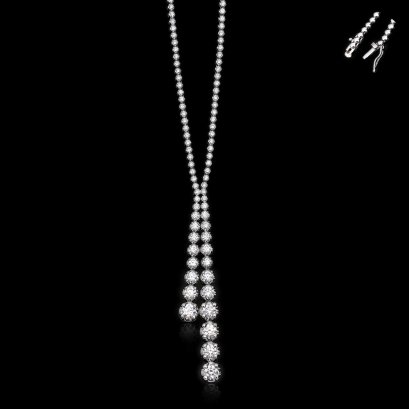 18K Gold, Laboratory Grown Diamond, Graduated Stripe Diamond Necklace