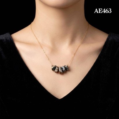 12.54 - 14.01 mm, Keshi Tahitian Pearl, Stack Pearl with Needle Cable Chain Necklace