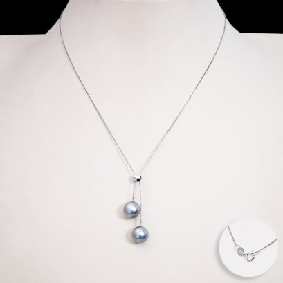 9.6 mm and 9.8 mm, Tahitian Pearl, Duo Pearl Heart Stopper Necklace