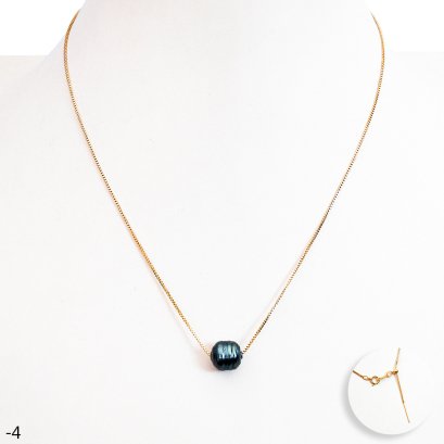 Approx. 8.0 - 9.0 mm, Whirlpool Lot, Tahitian Pearl, Full Drilled Pearl with Box Chain Necklace