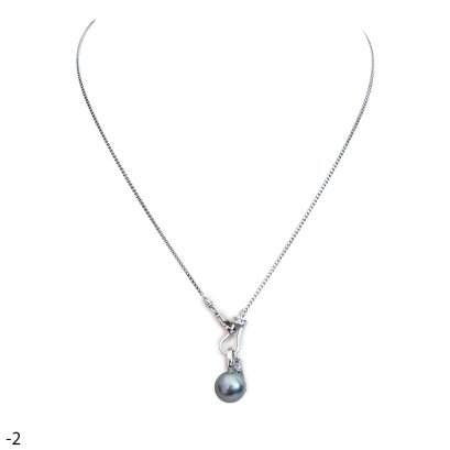 Approx. 10.0 mm, Tahitian Pearl, Solitaire Pearl Hinge Clasp Pendant with Lucky Chain Necklace