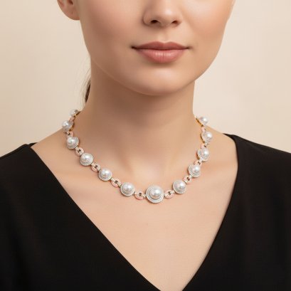 Approx. 9.0 - 11.0 mm, Edison Pearl, "Barbie Barbie" Station Pearl Necklace Collection