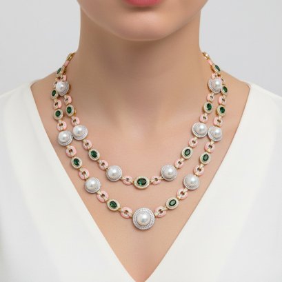 Approx. 9.5 - 11.0 mm, Edison Pearl, Green Babie Babie Station Pearl Necklace