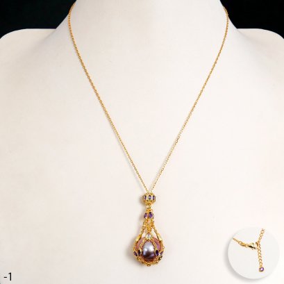 Approx. 15.0 mm, Edison Pearl, Pearl Locket Sack Necklace