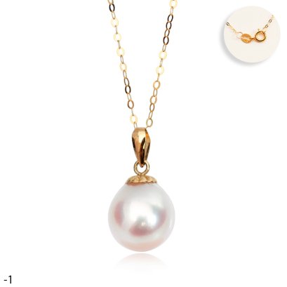 Approx. 8.0 - 9.0 mm, Akoya Pearl, Pearl Drop Pendant with Cable Chain Necklace