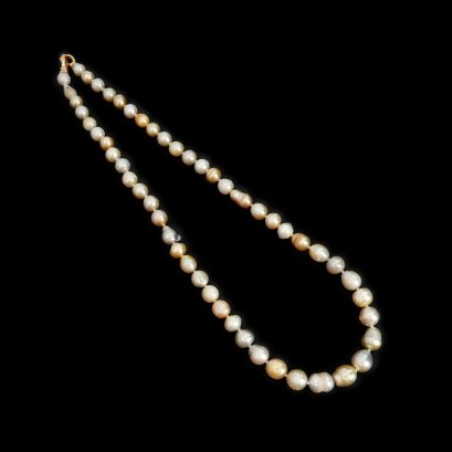 Approx. 7.0 mm and 8.0 - 9.0 mm, Gold South Sea Pearl, Graduated Pearl Necklace