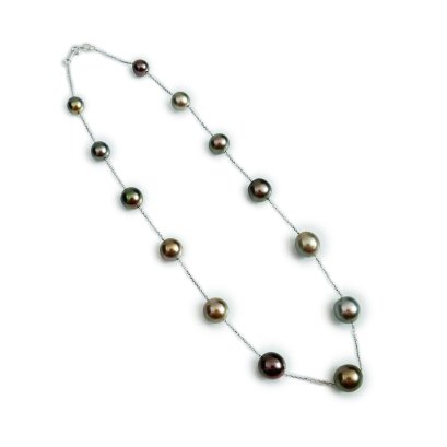 Approx. 7.9 - 11.3 mm, Tahitian Pearl, Station Pearl Necklace