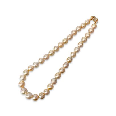 11.4 mm - 13.7 mm, Gold South Sea Pearl, Graduated Pearl Necklace