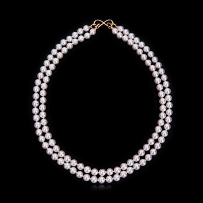 (PSL) Approx. 7.0-7.5 mm, Aurora Rose Premium, Akoya Pearl, Double Strand Uniform Pearl Necklace