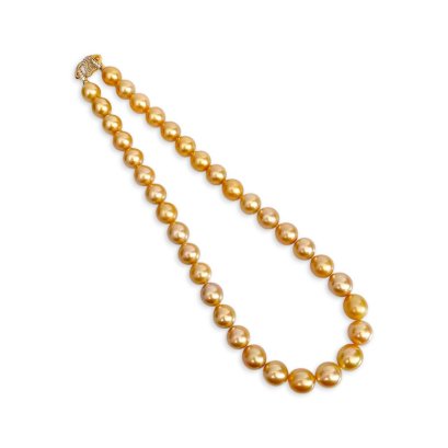 10.9 - 13.0 mm, Gold South Sea Pearl, Graduated Pearl Necklace