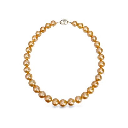 11.9 - 14.37 mm, Gold South Sea Pearl, Graduated Pearl Necklace