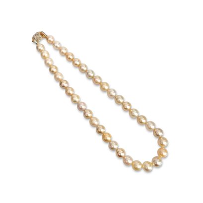 10.6 - 12.5 mm, Gold South Sea Pearl, Graduated Pearl Necklace