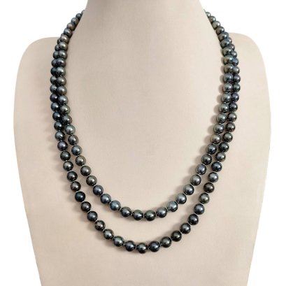 Approx. 8.0 mm, Tahitian Pearl, Double Strand Pearl Uniform Necklace