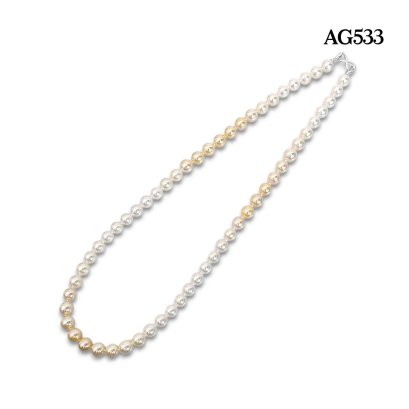 7.1 - 7.9 mm, Mucho x Moonlight Lot, Akoya Pearl, Gradient Colored Uniform Pearl Necklace