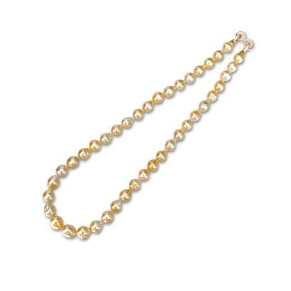 9.0 - 10.7 mm, Brown Sugar Lot, Gold South Sea Pearl, Uniform Pearl Necklace