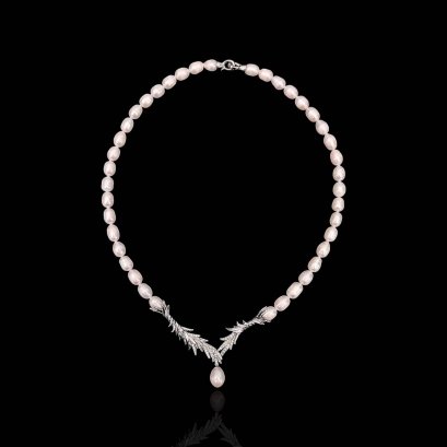 Approx. 6.0 - 7.0 mm, Freshwater Pearl, Graduated Pearl Phoenix Tail Dangle Pearl Embellishment Necklace