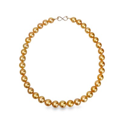 10.1 mm - 12.3 mm, Gold South Sea Pearl, Graduated Pearl Necklace