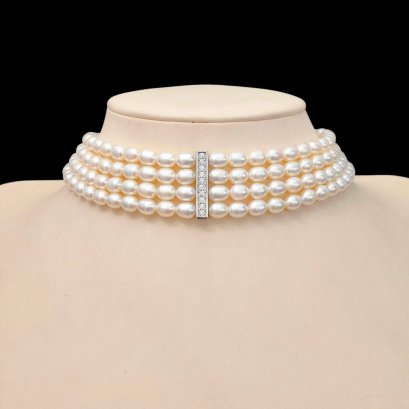 Approx. 5.0 - 6.0 mm, Freshwater Pearl, Four Strands Pearl Collar