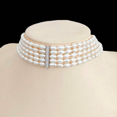 Approx. 4.5 - 5.0 mm, Freshwater Pearl, Five Strands Pearl Collar