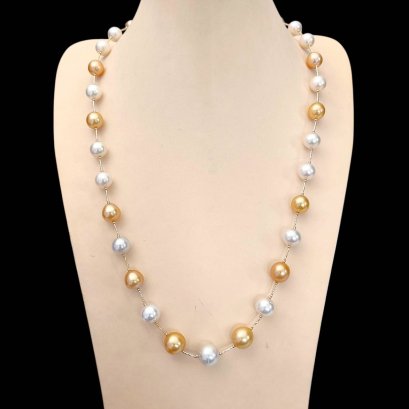 10.0 - 13.7 mm, South Sea Pearl, Station Pearl & Tube Necklace