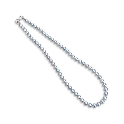 (PSL) Approx. 6.0-7.0 mm, Aurora Blue Rose Premium, Akoya Pearl, Uniform Pearl Necklace