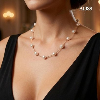9.0 - 10.0 mm, White South Sea Pearl, Station Pearl & Tubes Necklace
