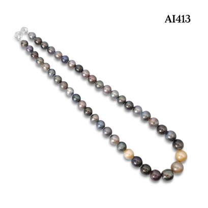 (Clearance)  8.1 - 12.9 mm, Tahitian Pearl, Graduated Pearl Necklace