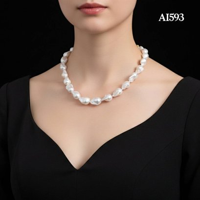 Approx. 12.0 - 13.0 mm, Baroque Freshwater Pearl, Graduated Pearl Necklace