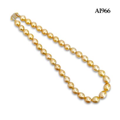 (PSL) Approx. 11.0-13.0 mm, Aurora Moon Rainbow, Gold South Sea Pearl, Graduated Pearl Necklace