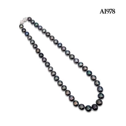 (PSL) Approx. 8.8 - 12.0 mm, Aurora Peacock, Graduated Pearl Necklace