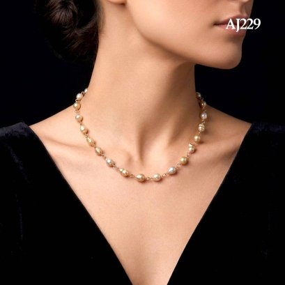 Approx. 6.0 - 9.0 mm, South Sea Pearl, Station Pearl & Ring Necklace