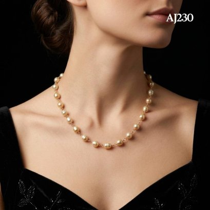 Approx. 6.0 - 8.0 mm, South Sea Pearl, Station Pearl & Ring Necklace