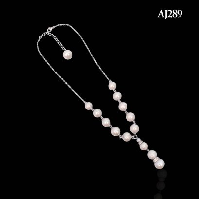Approx. 4.0 mm and 8.0 - 10.0 mm, AK & Edison Pearl, Station Pearl Necklace