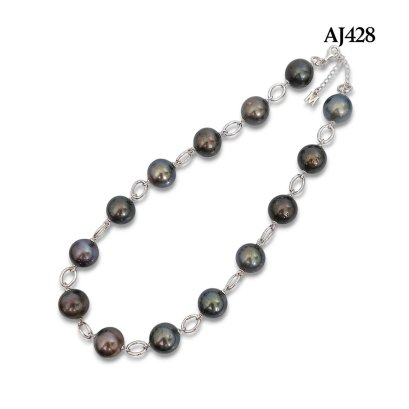Approx. 15.0 - 16.0 mm, Tahitian Pearl, Station Pearl & Link Chain Necklace