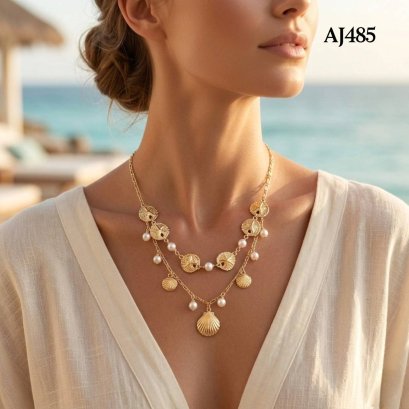 Approx. 4.0 mm, AK Pearl, Sea & Shell & Pearl Double Strand Necklace Collection