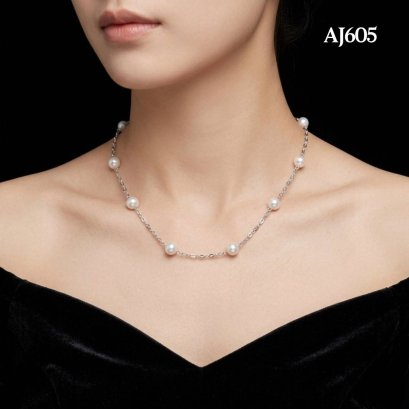 Approx. 9.0 mm, Edison Pearl, Station Pearl Necklace