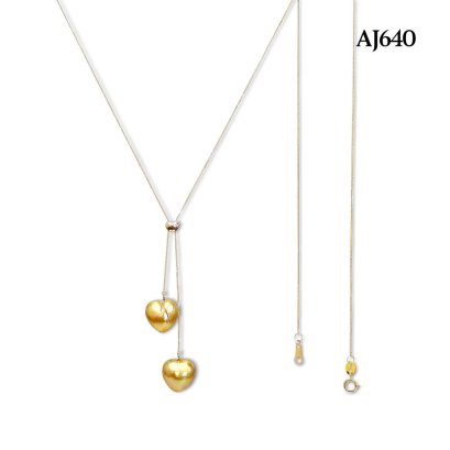 (GIA) Approx. 13.0 mm, Heart Shaped Pearl, Gold South Sea Pearl, Double Heart Necklace