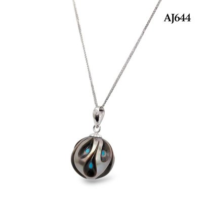 Approx. 11.0 mm, Galatea Pearl, Tahitian Pearl, Solitaire Pearl Pendant with Cable Chain Necklace