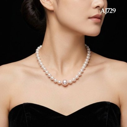 8.0 - 15.6 mm, Freshwater Pearl and Edison Pearl, Traditional Japanese Style Graduated Pearl Necklace