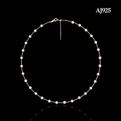 Approx. 4.0 mm, Akoya Pearl, Station Pearl Choker Necklace