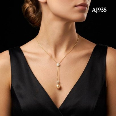 13.7 mm, Edison Pearl, Solitaire Pearl Donut & Bead Stopper Box Chain Necklace