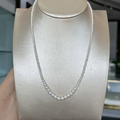 Approx. 3.0 - 4.8 mm, AK & Freshwater Pearl, Graduated Pearl Necklace