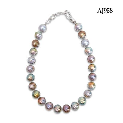 Approx. 13.0 mm up, Amami Oshima Mabe Hankei Cultured Pearl, Pearl Necklace