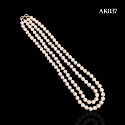 Approx. 8.5 - 9.0 mm, Akoya Pearl, Double Strands Slope Layer Uniform Pearl Necklace