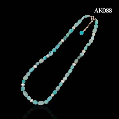 Approx. 5.5 mm up, Freshwater Pearl, Station Pearl & Russian Amazonite Necklace