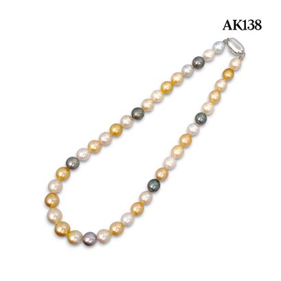(PSL) Approx. 9.0 - 11.4 mm, Aurora Symphony, South Sea Pearl & Tahitian Pearl, Graduated Pearl Necklace