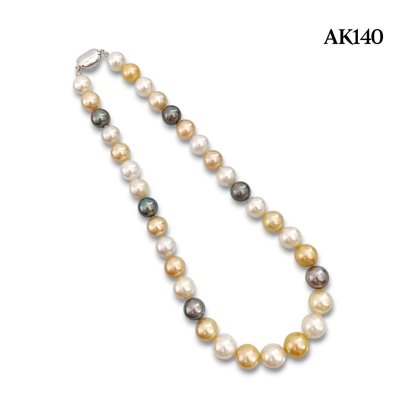 (PSL) Approx. 11.0 - 13.2 mm, Aurora Tropical Queen, South Sea Pearl & Tahitian Pearl, Graduated Pearl Necklace