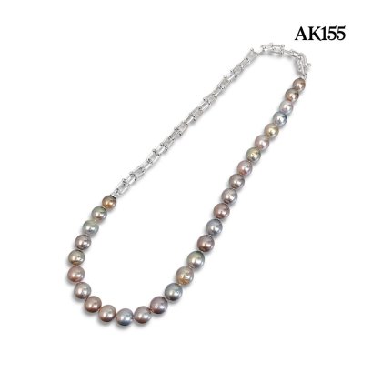 Approx. 9.0 mm, Tahitian Pearl, Fancy Color Pearl Half Bell Chain Necklace
